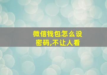 微信钱包怎么设密码,不让人看