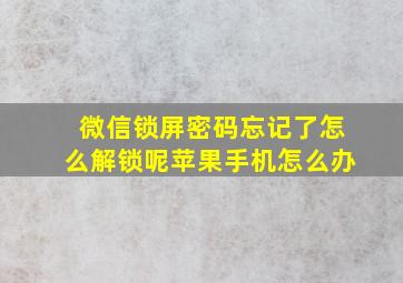 微信锁屏密码忘记了怎么解锁呢苹果手机怎么办