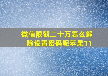 微信限额二十万怎么解除设置密码呢苹果11