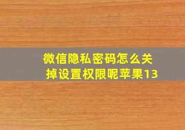 微信隐私密码怎么关掉设置权限呢苹果13