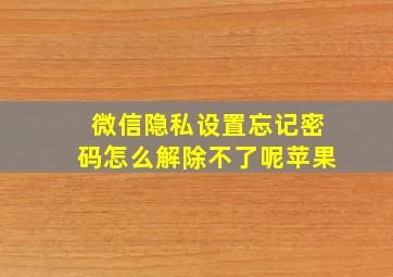 微信隐私设置忘记密码怎么解除不了呢苹果