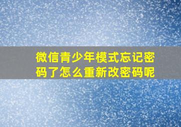 微信青少年模式忘记密码了怎么重新改密码呢