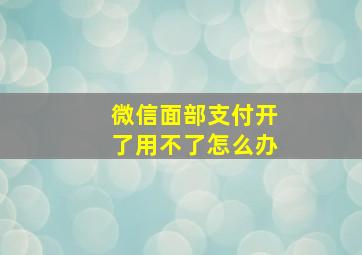 微信面部支付开了用不了怎么办