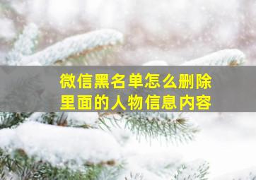 微信黑名单怎么删除里面的人物信息内容