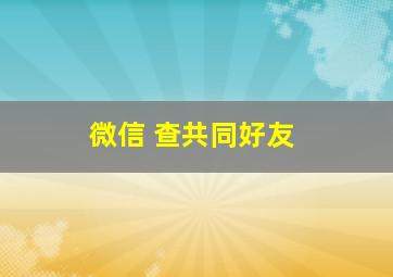 微信 查共同好友