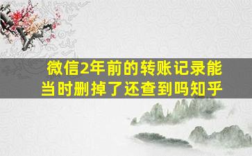 微信2年前的转账记录能当时删掉了还查到吗知乎