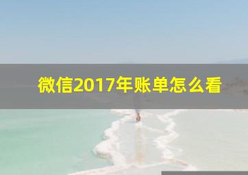 微信2017年账单怎么看