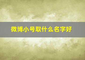 微博小号取什么名字好