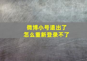 微博小号退出了怎么重新登录不了