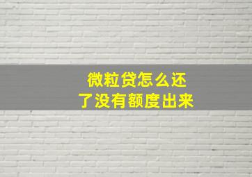 微粒贷怎么还了没有额度出来