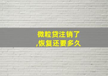 微粒贷注销了,恢复还要多久