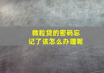 微粒贷的密码忘记了该怎么办理呢