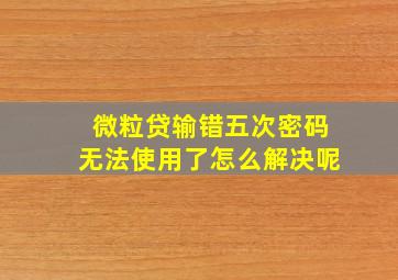 微粒贷输错五次密码无法使用了怎么解决呢