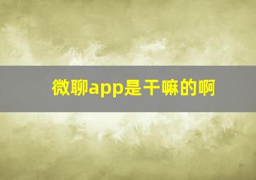 微聊app是干嘛的啊