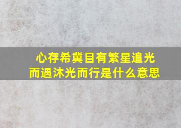 心存希冀目有繁星追光而遇沐光而行是什么意思