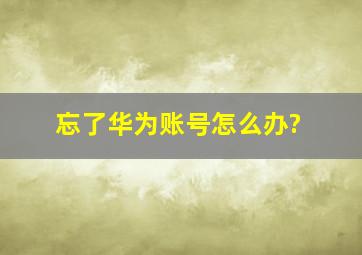 忘了华为账号怎么办?