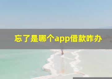 忘了是哪个app借款咋办