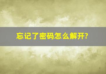 忘记了密码怎么解开?