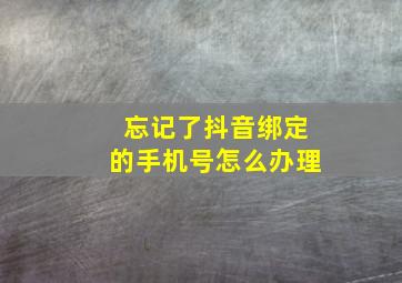 忘记了抖音绑定的手机号怎么办理