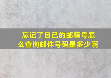 忘记了自己的邮箱号怎么查询邮件号码是多少啊