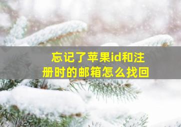 忘记了苹果id和注册时的邮箱怎么找回