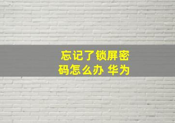 忘记了锁屏密码怎么办 华为