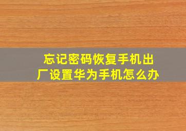 忘记密码恢复手机出厂设置华为手机怎么办