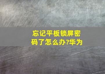 忘记平板锁屏密码了怎么办?华为