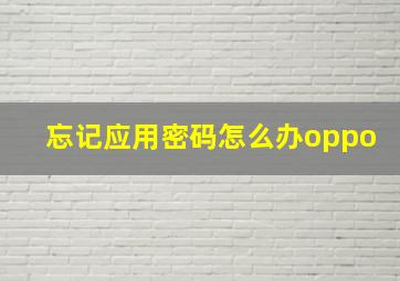 忘记应用密码怎么办oppo