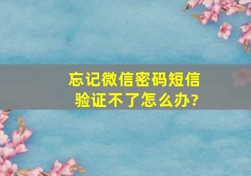 忘记微信密码短信验证不了怎么办?