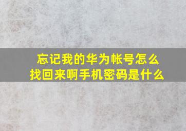 忘记我的华为帐号怎么找回来啊手机密码是什么