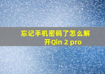 忘记手机密码了怎么解开Qin 2 pro