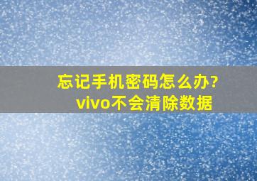 忘记手机密码怎么办?vivo不会清除数据