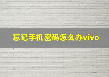 忘记手机密码怎么办vivo