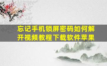 忘记手机锁屏密码如何解开视频教程下载软件苹果