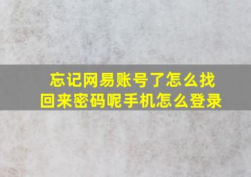 忘记网易账号了怎么找回来密码呢手机怎么登录