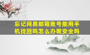 忘记网易邮箱账号能用手机找回吗怎么办呢安全吗