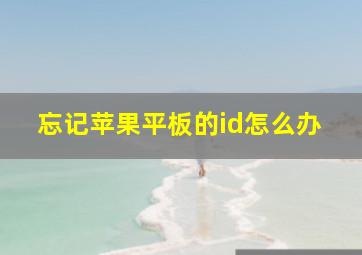 忘记苹果平板的id怎么办