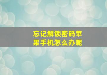 忘记解锁密码苹果手机怎么办呢