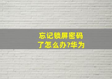 忘记锁屏密码了怎么办?华为