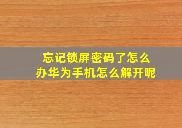 忘记锁屏密码了怎么办华为手机怎么解开呢