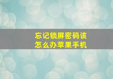 忘记锁屏密码该怎么办苹果手机