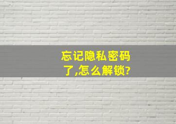 忘记隐私密码了,怎么解锁?