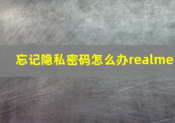 忘记隐私密码怎么办realme