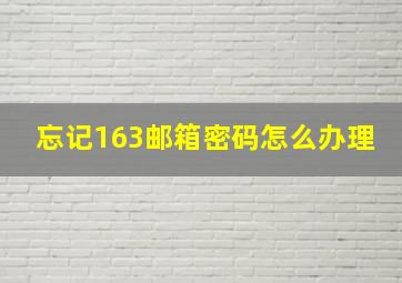 忘记163邮箱密码怎么办理