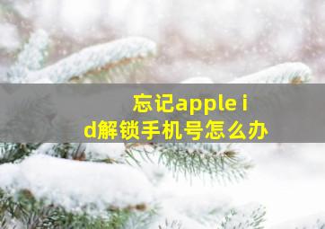 忘记apple id解锁手机号怎么办