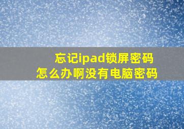 忘记ipad锁屏密码怎么办啊没有电脑密码