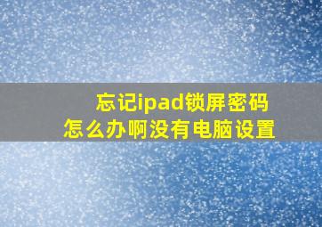 忘记ipad锁屏密码怎么办啊没有电脑设置