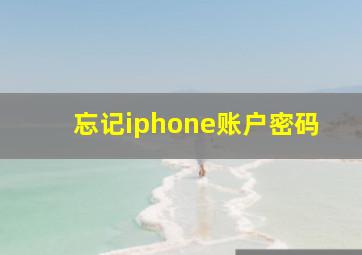 忘记iphone账户密码