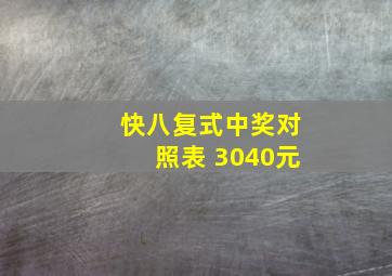 快八复式中奖对照表 3040元